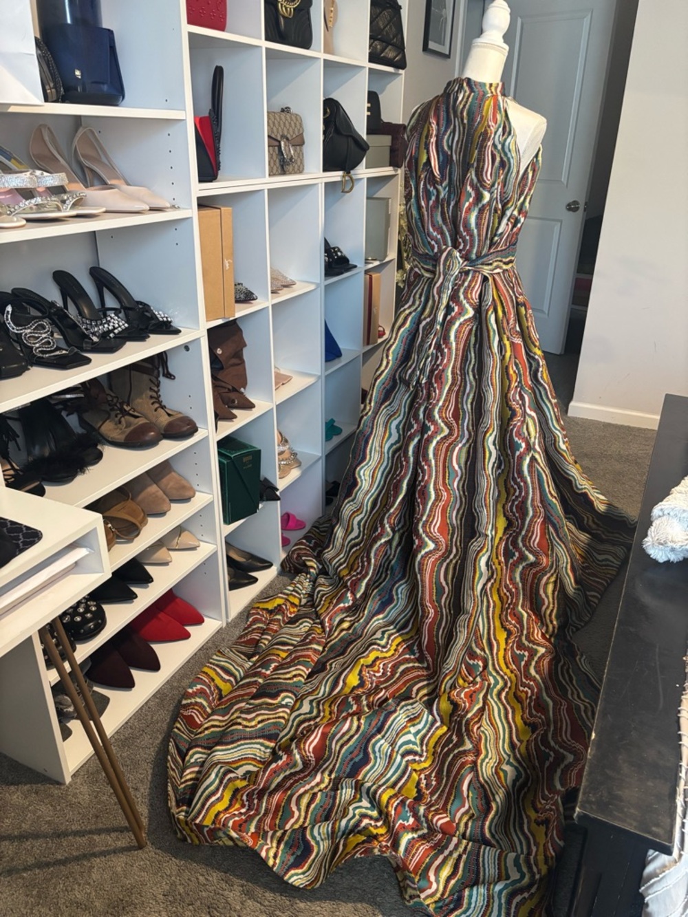 Multicolor Halter Neck Maxi Dress